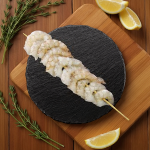 Baltakojės krevetės ant iešmelio, 10% glaz., 800g (10 vnt)