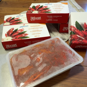 Šaldyti virti vėžiai baltojo vyno padaže, 30/36, 500 g (800 g su padažu)