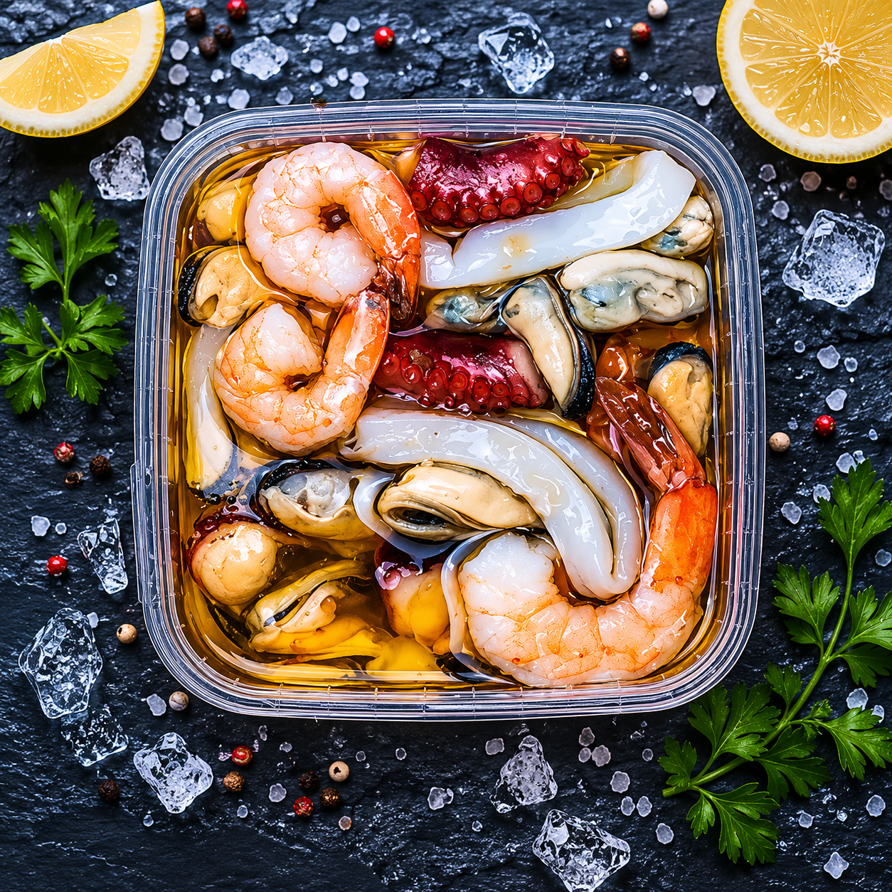 Marinuotas jūros gėrybių kokteilis 0,5kg